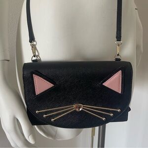 Kate Spade Black and Pink Cat Crossbody Bag